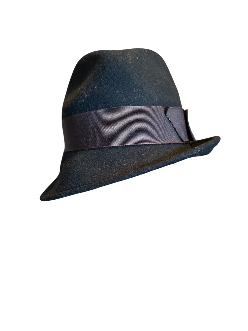 August Black Fedora Hat with Grosgrain Band women’s 100% Wool